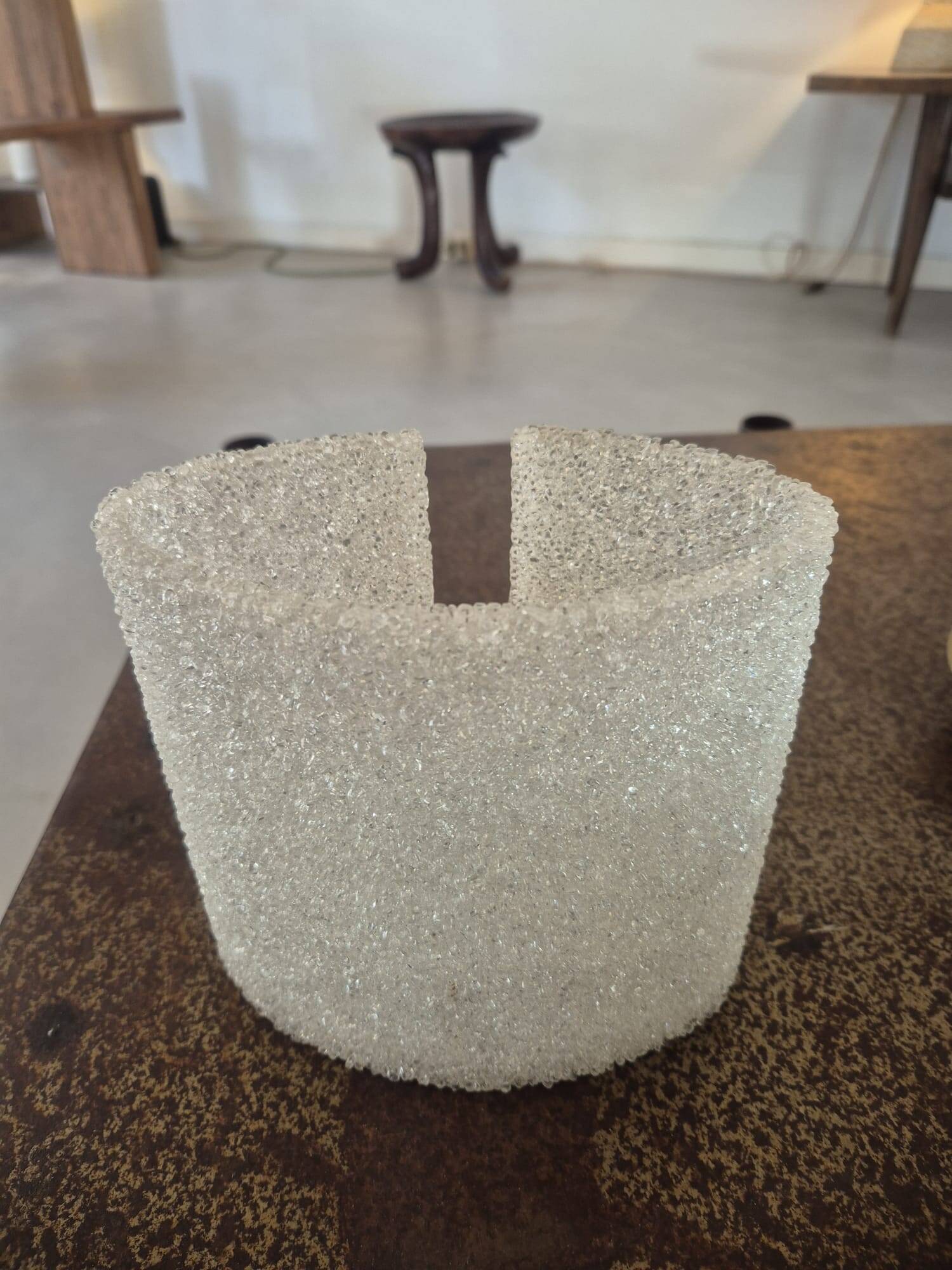 Suspension vintage 6 lumières, teck et perspex, 1960