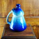 Conical jug with blue glaze and elaborate handle - folk art - early twentieth century