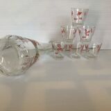 Carafe et 6 verres assortis rouge et doré
