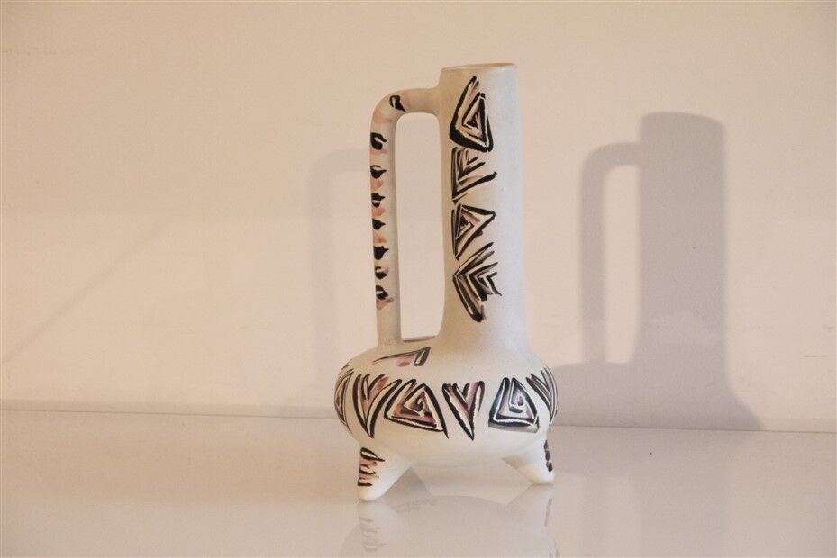 Vallauris ceramic tripod vase 1960