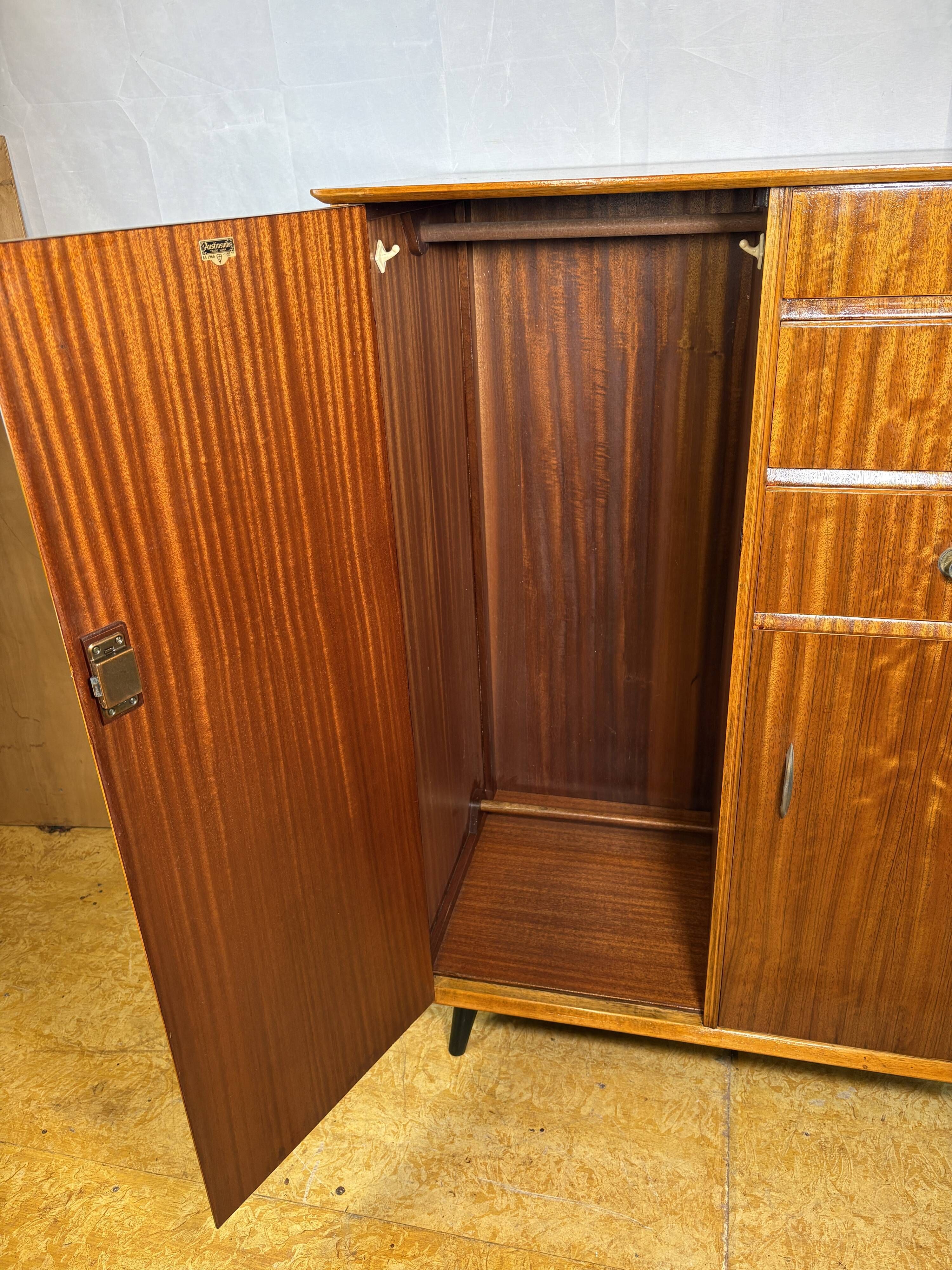 Mid Century Retro Teak Gentleman’s / Bachelor Wardrobe by Austinsuite 1960