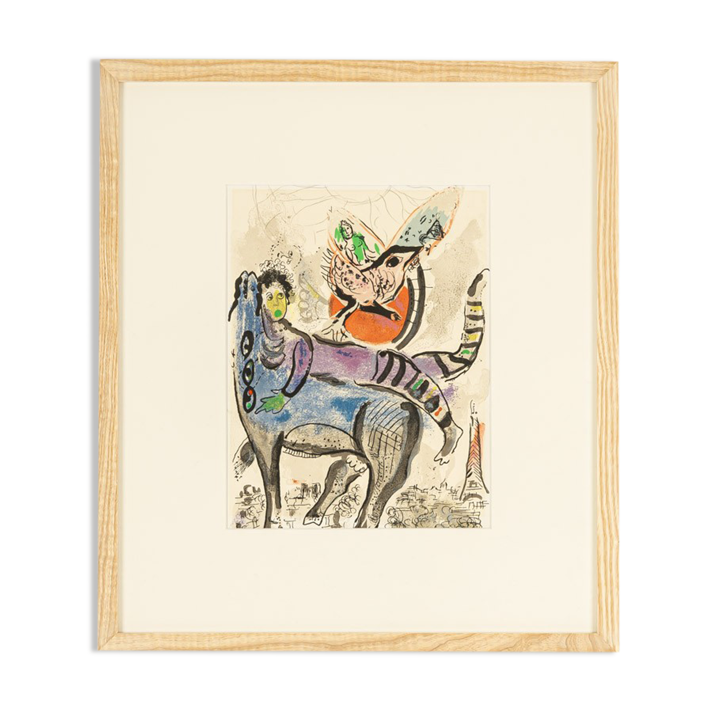 Marc chagall – “la vache bleue”, original lithography with certificate