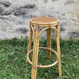 Vintage rattan and cane side table