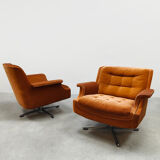 Midcentury lounge set swivel armchairs & sofa 'Madmen style'