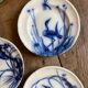 Set of 6 flat ironstone plates - Japanese Model 2 from Longwy