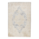 Vintage Light Blue & Cream Turkish Rug, Oriental Pattern Bedroom Carpet