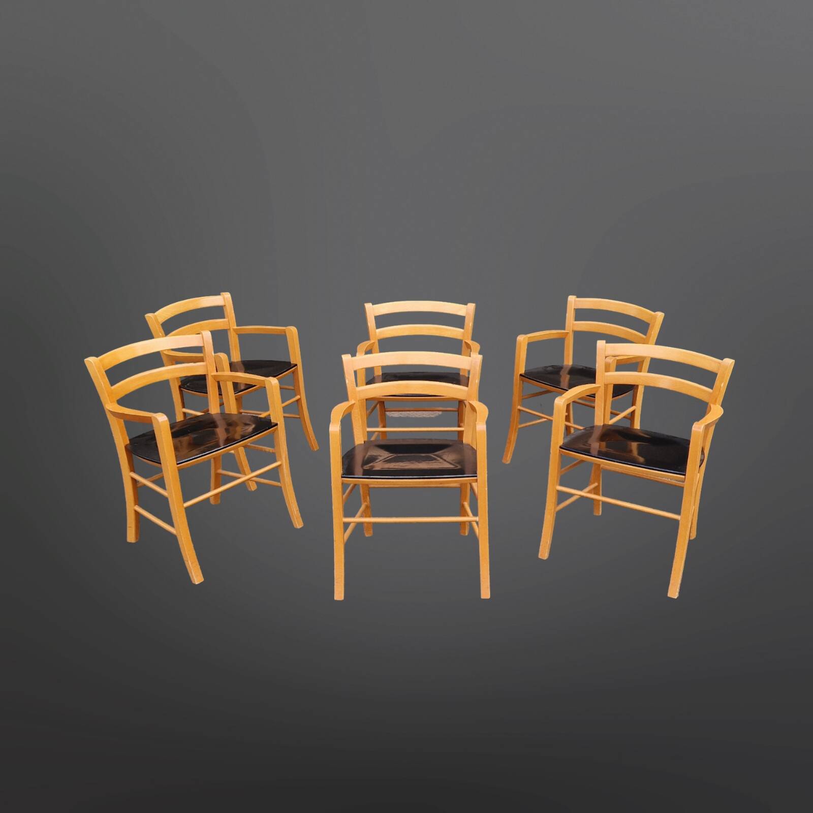 Set of 6 "Marocca" armchairs by Vico Magistretti for De Padova, Italy 1980s