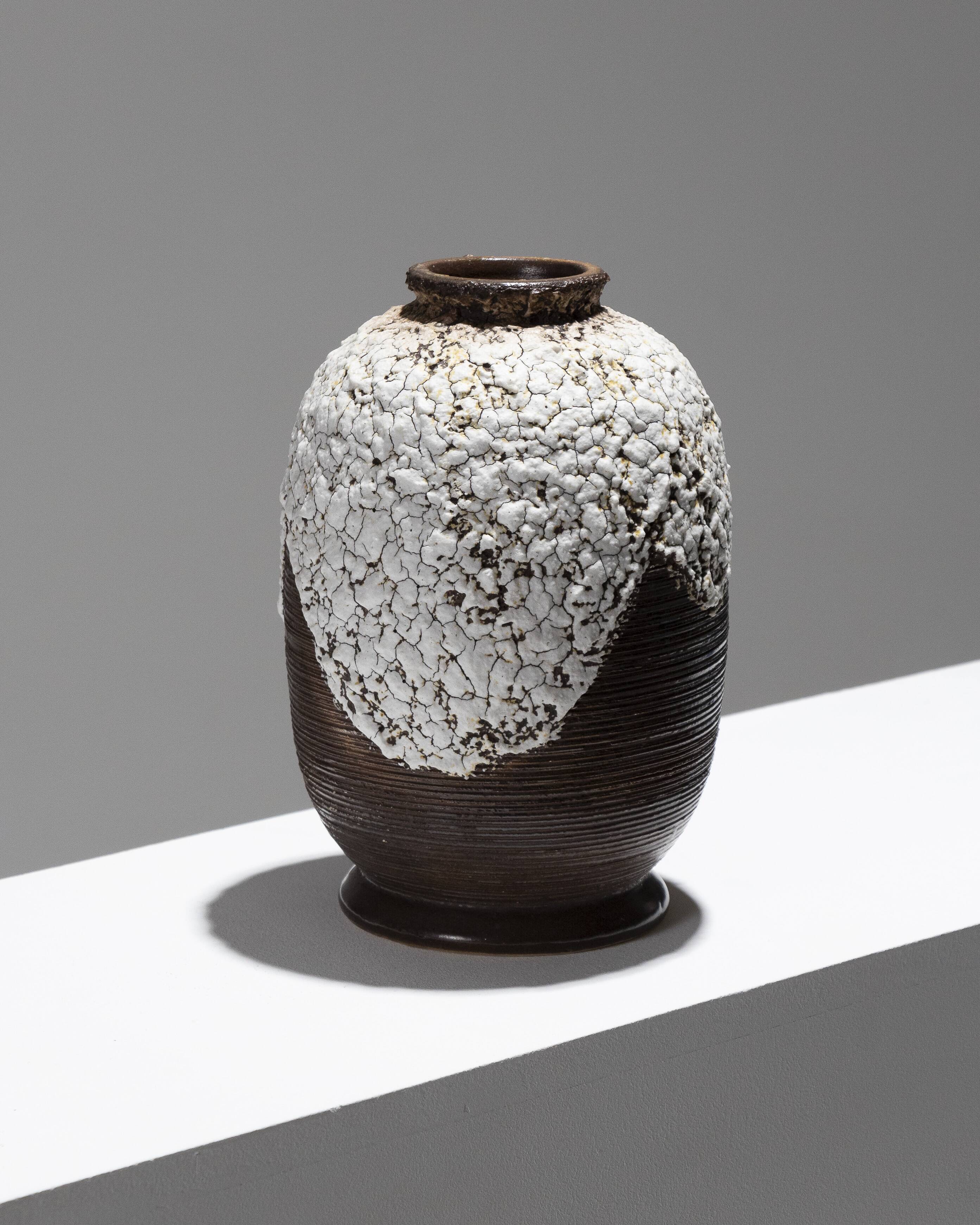 Stoneware vase with cracked decoration, louis-auguste dage, 1940s