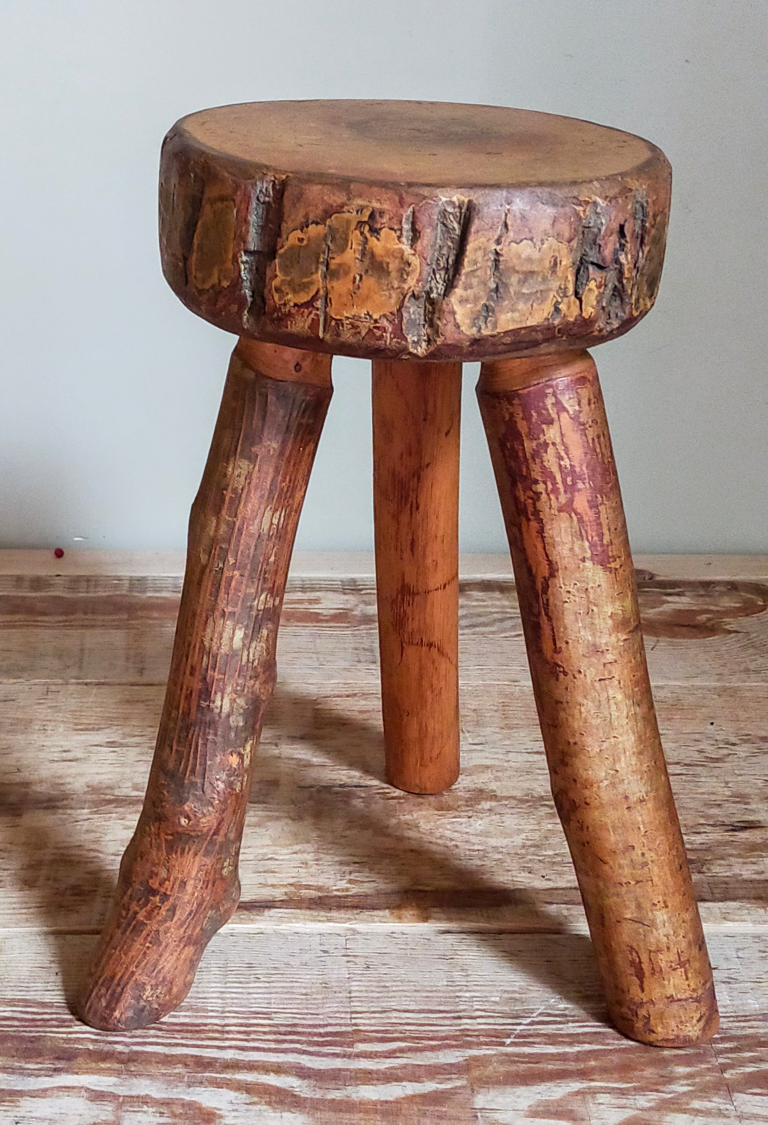 Tripod side stool solid wood Art-popular vintage