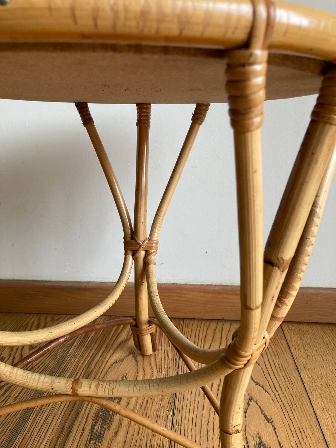 Round rattan coffee table