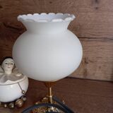 Table lamp in gilded bronze and white opaline