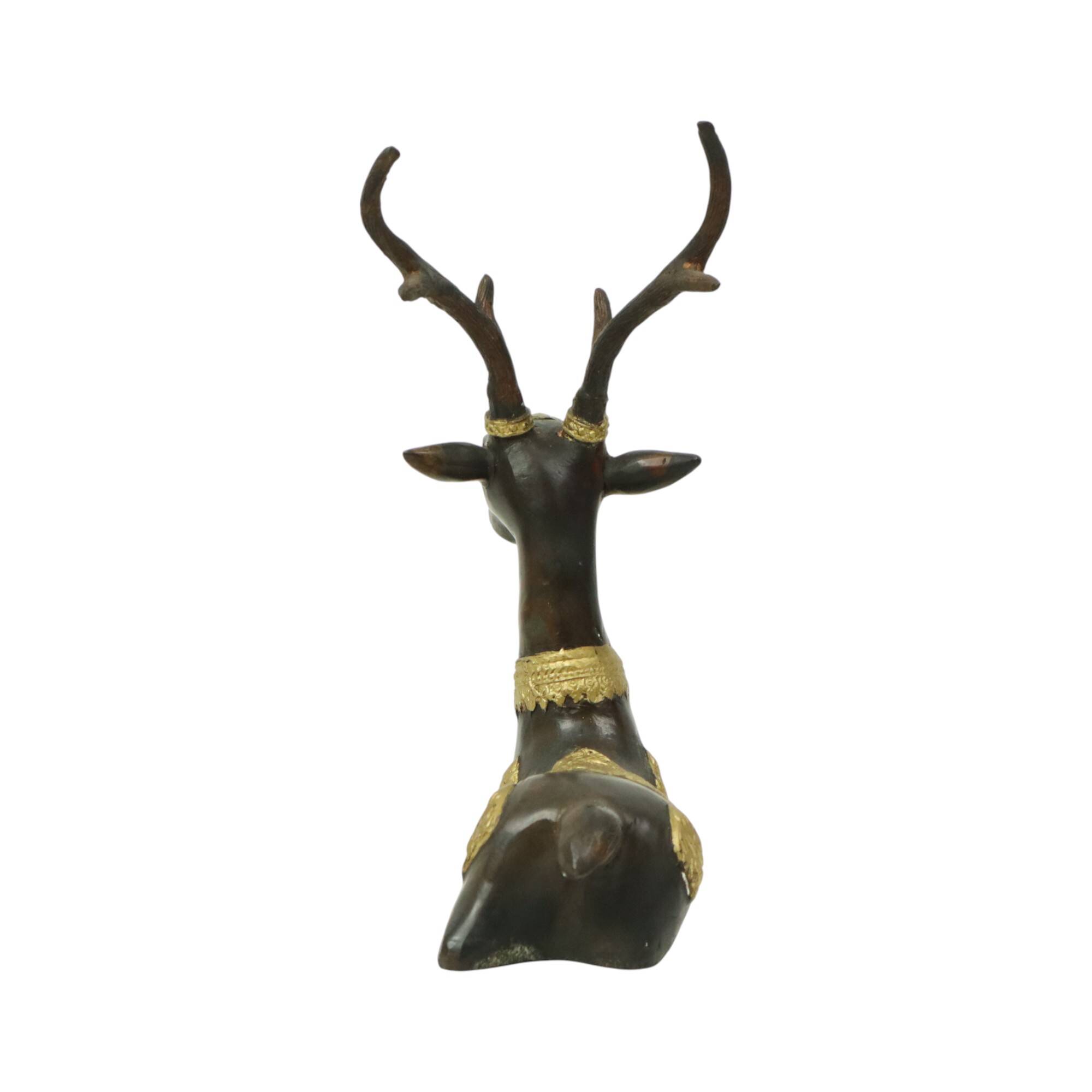 Vintage Bronze Sculpture Reclining Deer Sarreid Ltd 32cm