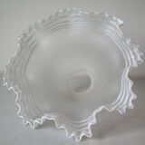 Old lampshade ceiling lamp in white bordered glass
