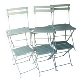 6 chaises anciennes pliantes de jardin en bois et métal peint