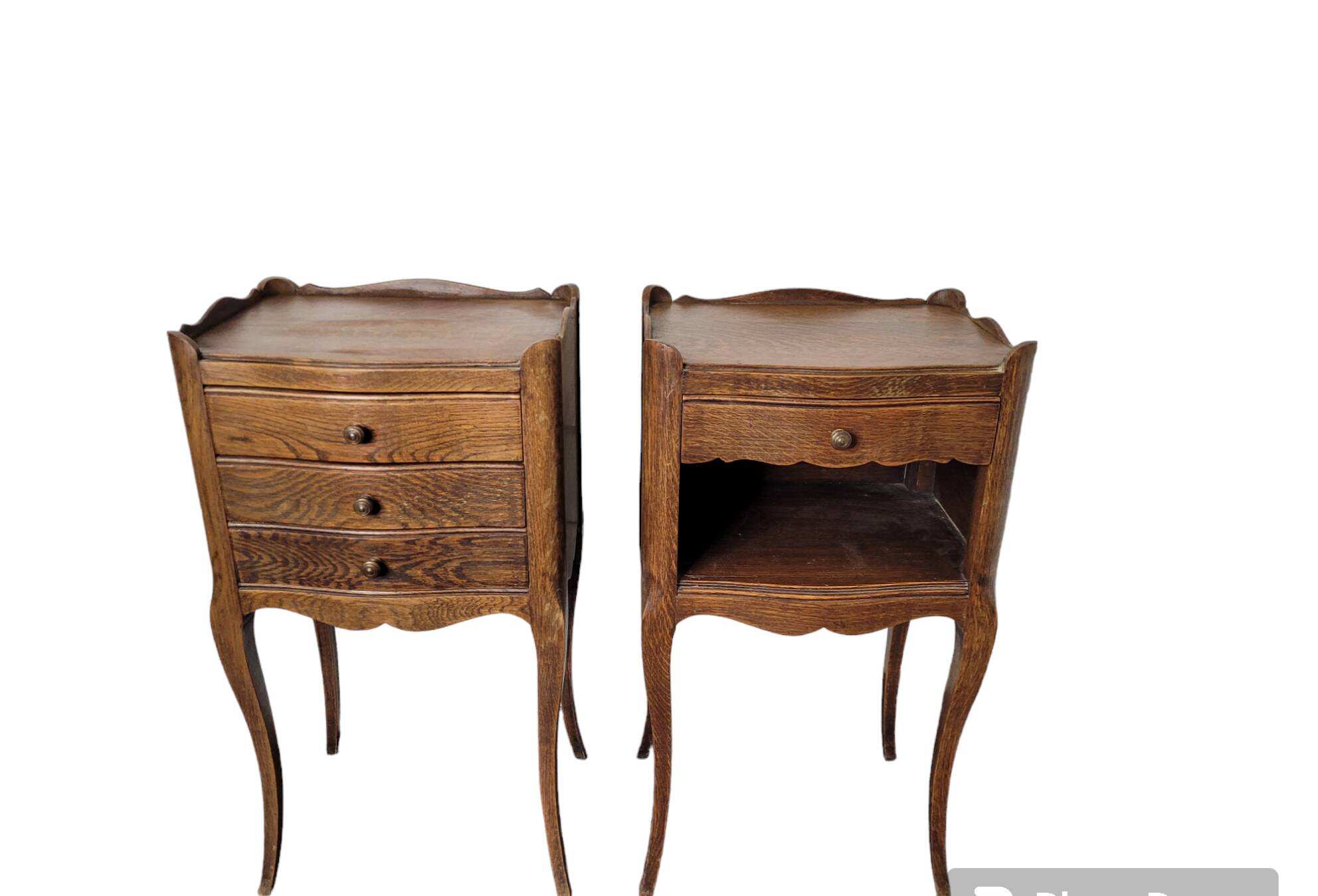 Pair of Louis XV style oak bedside tables