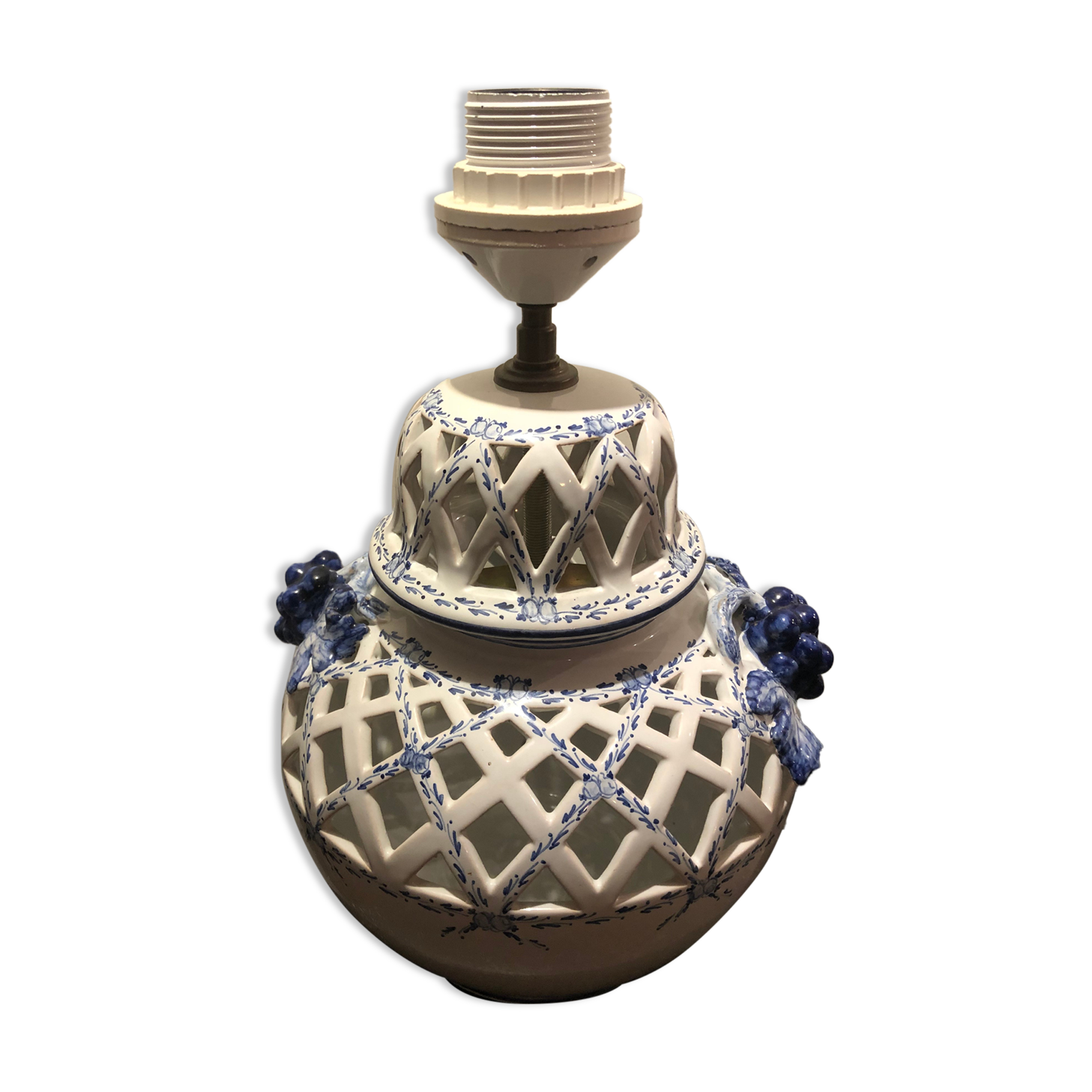 Openwork lamp foot Faïencerie d'Art de Malicorne