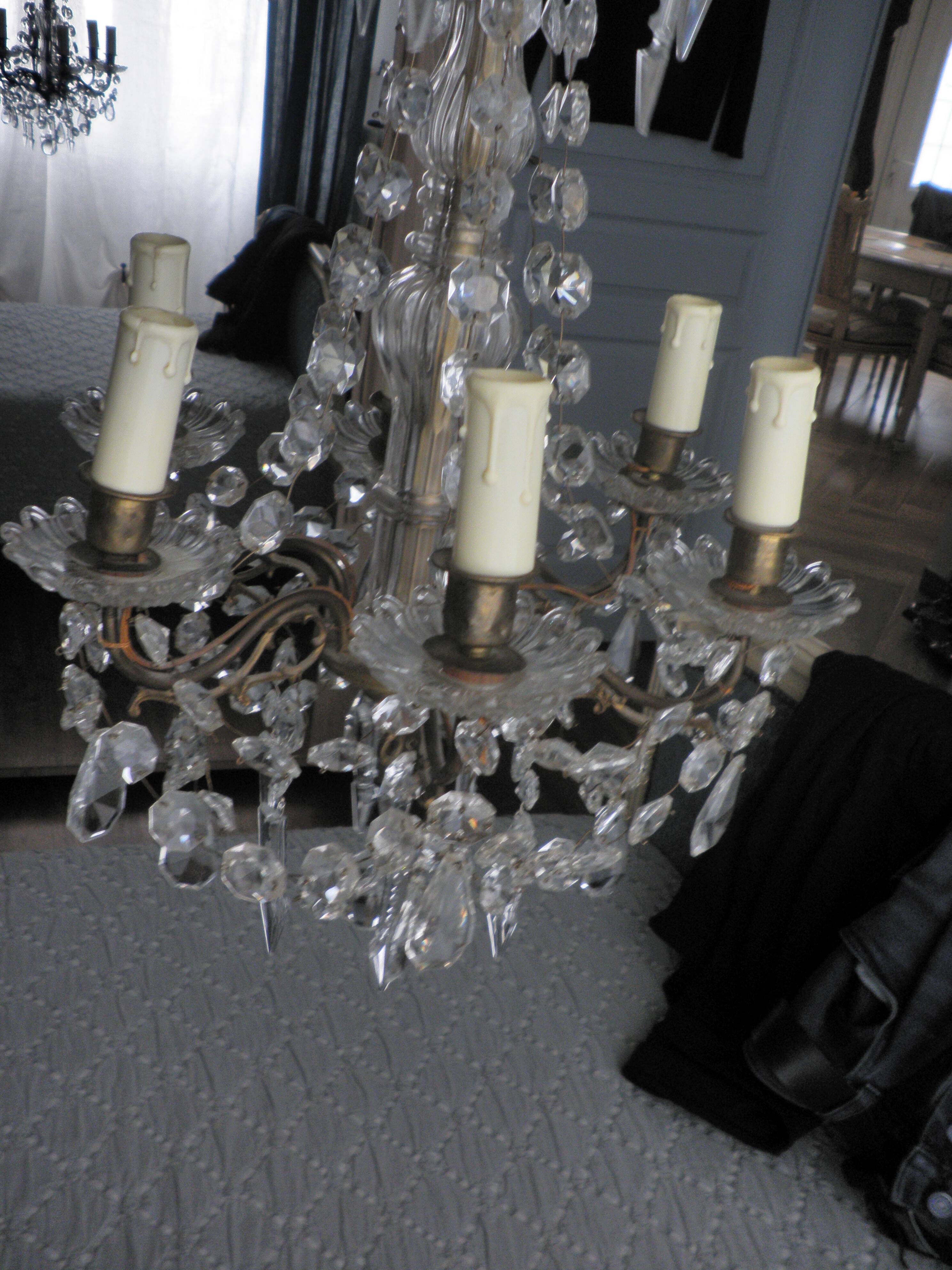 Antique Louis XVI chandelier with pendants