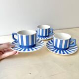 Set of 3 FOX TROTT coffee cups from Sarreguemines, 1930s, Art Deco service.