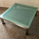 Designer garden coffee table in tempered glass and stainless steel