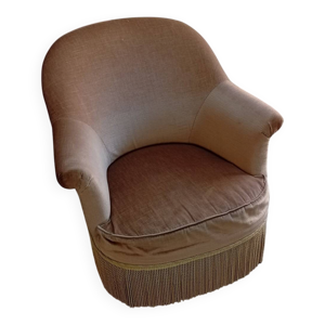 Fauteuil crapaud en velours - beige