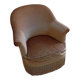 Fauteuil crapaud en velours beige avec franges, 1950-80