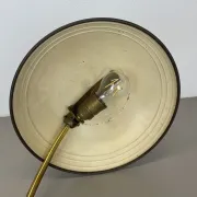 German green bauhaus table lamp in brass and metal by helo lights, germany, 1950s
