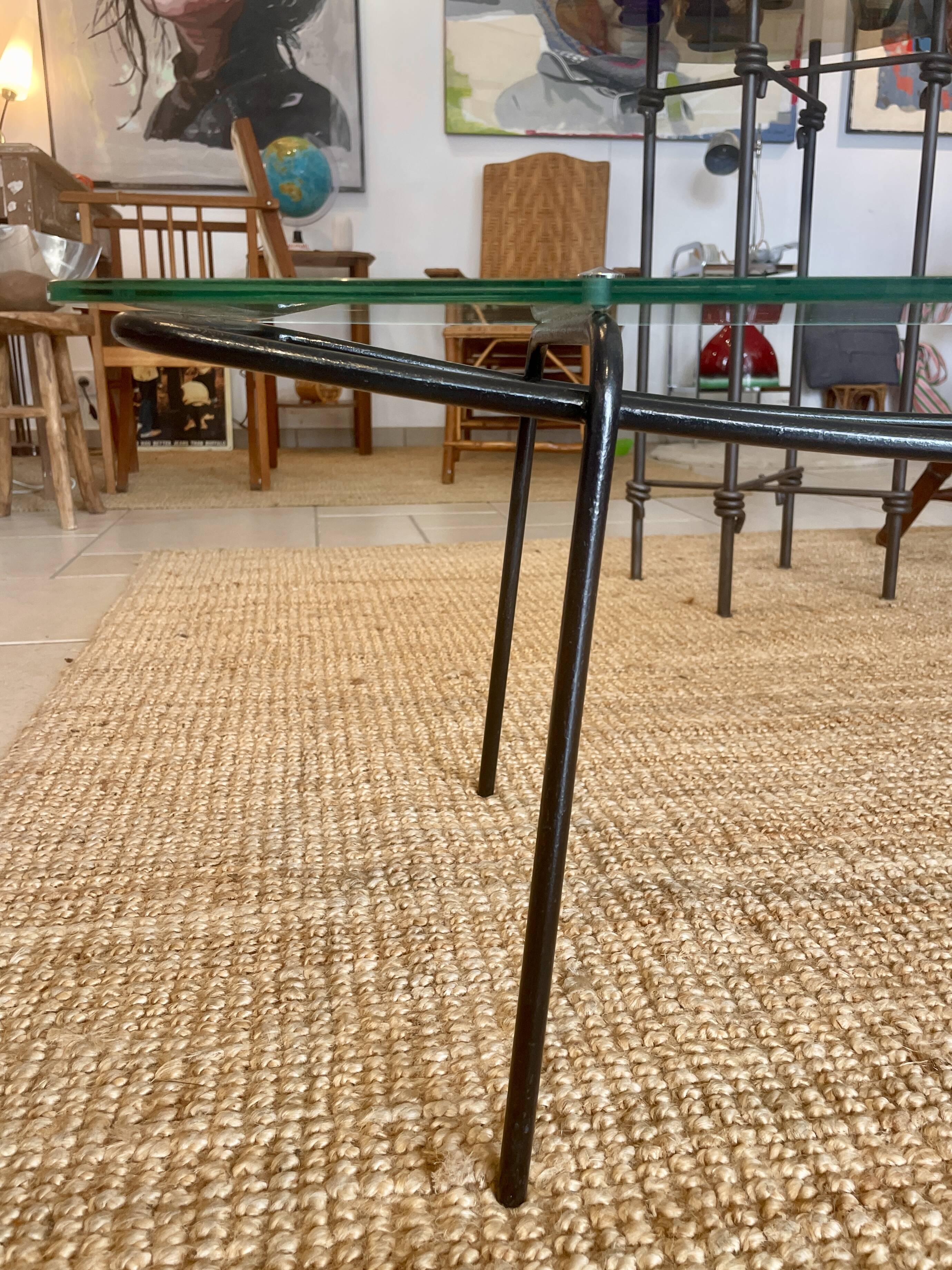 Mid-century glass and metal coffee table - 1950