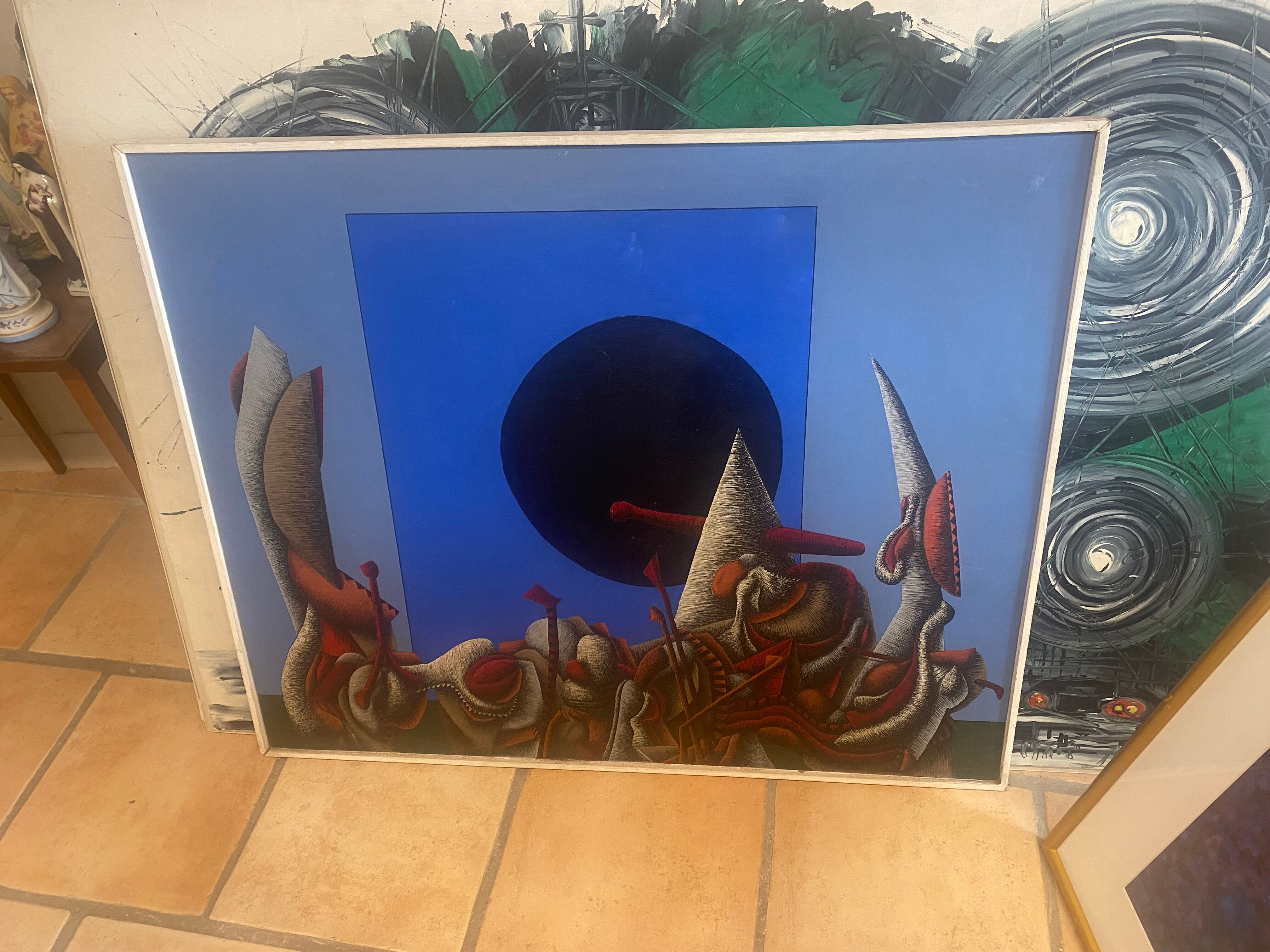Surrealist painting signed