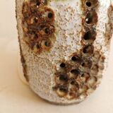 Danish ceramic table lamp, with perforated base and beautiful glaze.