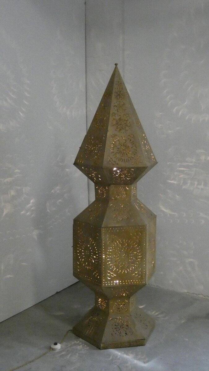 Large openwork metal floor lamps, Morocco, 1980s, set of 2