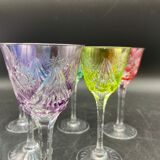 6 verres à porto en cristal de couleur
