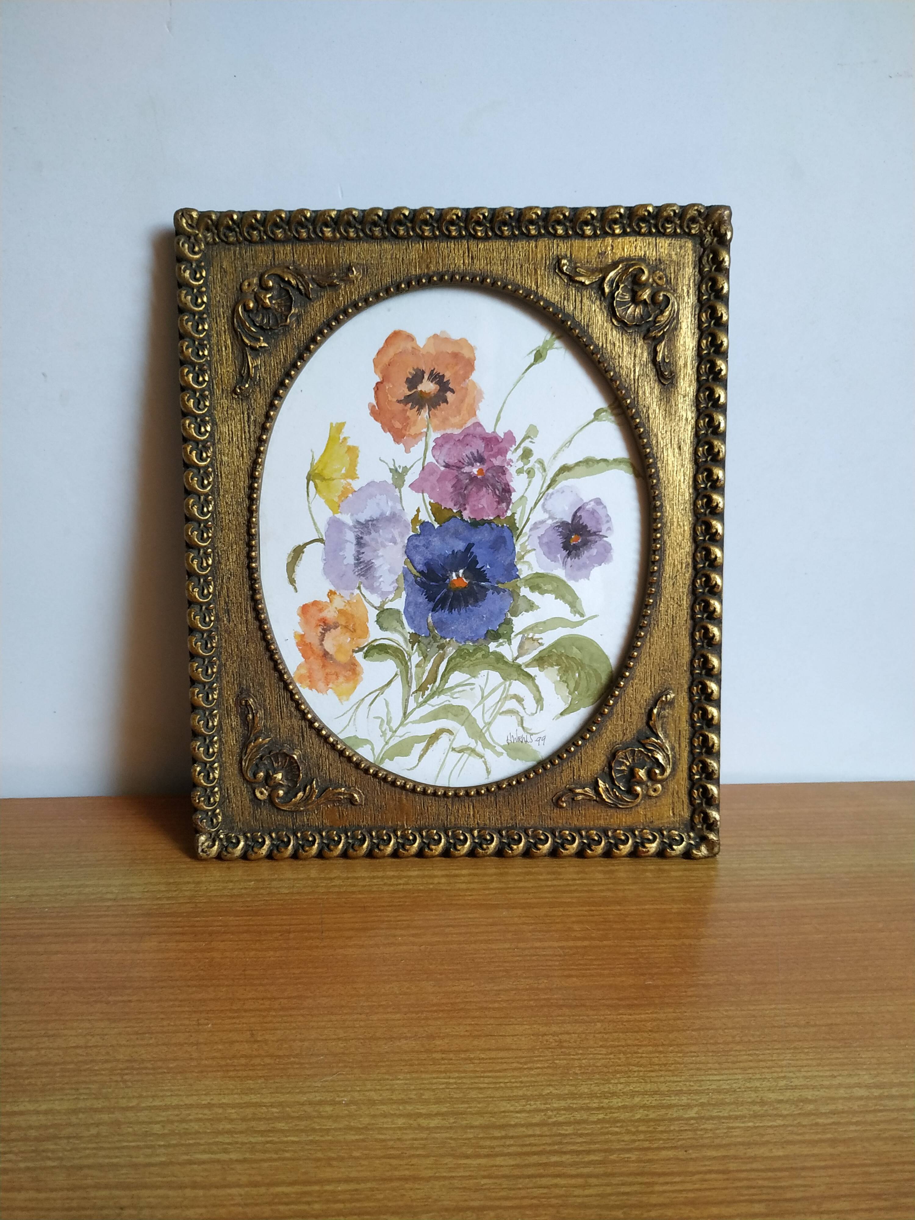 Aquarelle anglaise "Quelques pensées pour vous"1960