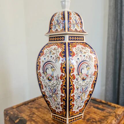 Antique Chinese vase or B&G Italy potiche in multicoloured porcelain