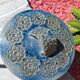 Vintage handmade box in blue glazed stoneware
