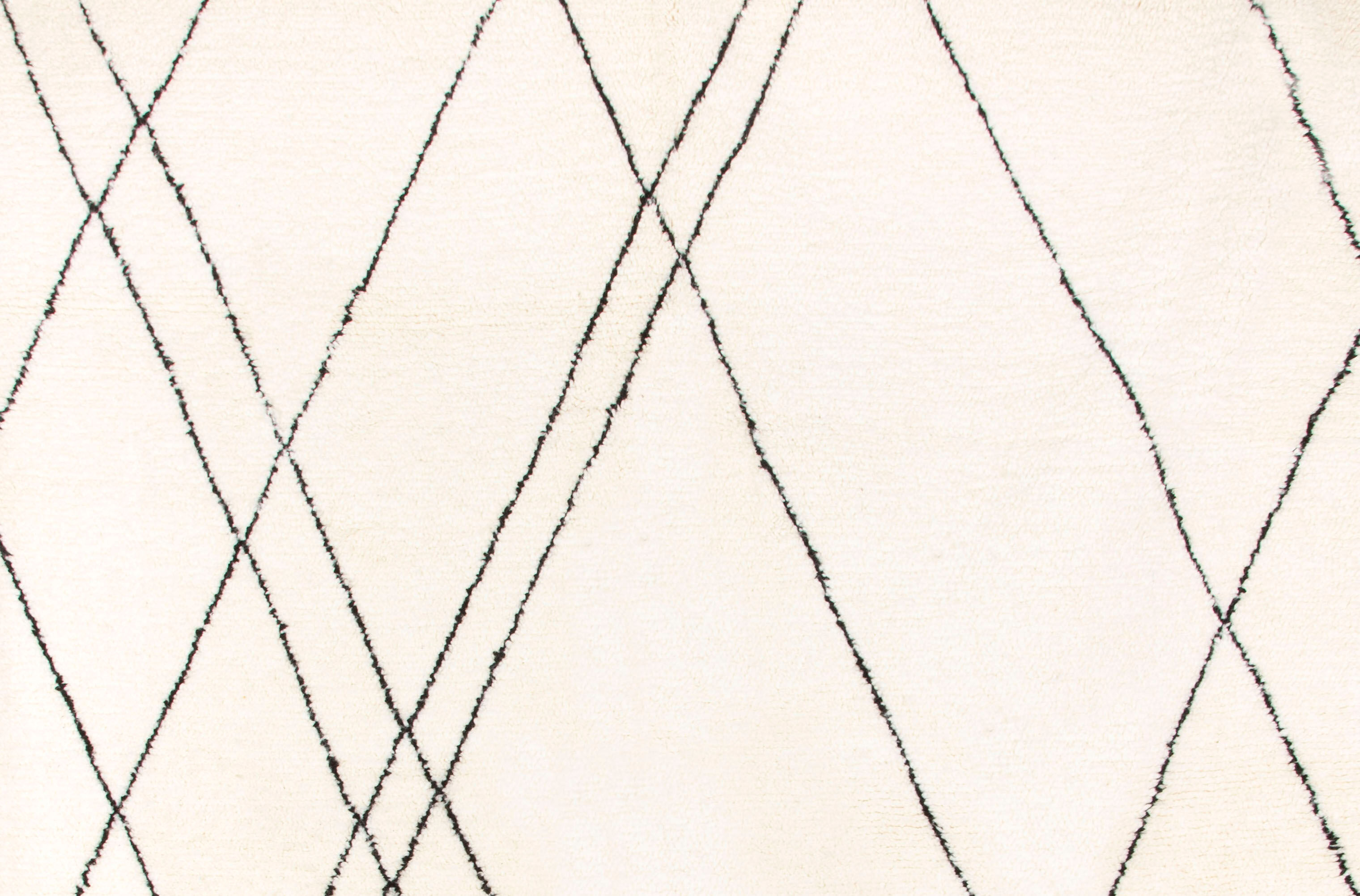 Berber carpet beni urain ecru with black lines 287 x 220 cm