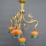 Art nouveau chandelier in gilt bronze, france, circa 1890