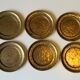 6 solid brass coaster, vintage from the 1950s