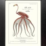 Lithograph engraving chimera animal framed, the flamoulpe 22x28 cm