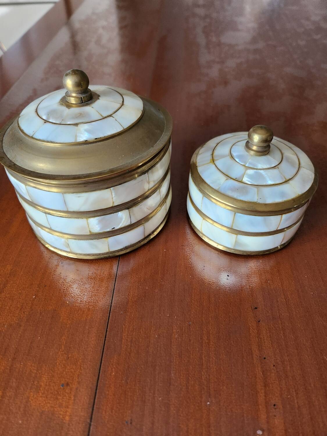 Brass and mother-of-pearl boxes