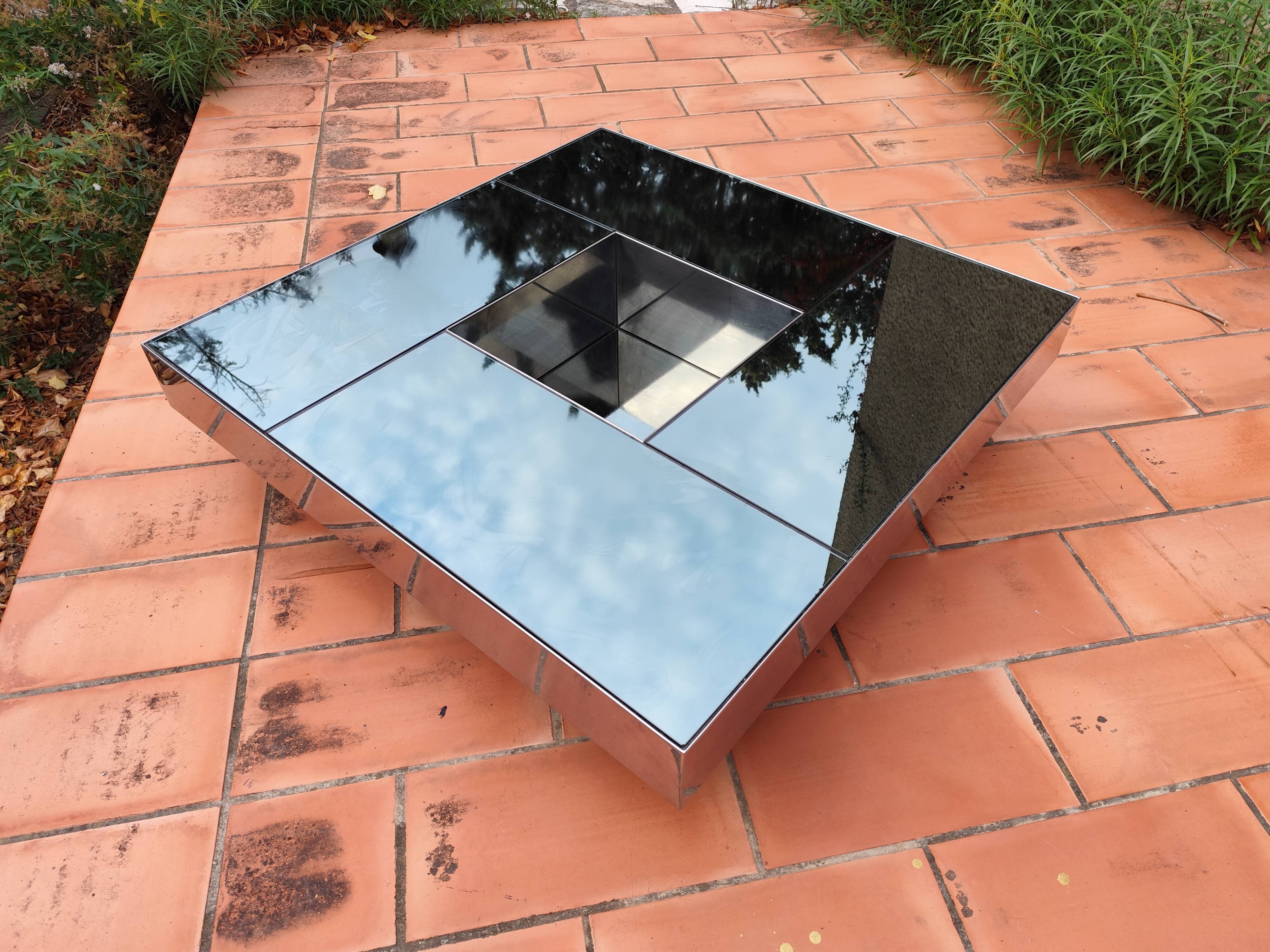 Shilling mirrored coffee table by Ausenda, Baldo Grossi & Gavioli