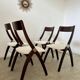 Set of 4 vintage 70s Italian design wooden and terry chairs
