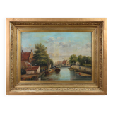 River Landscape with Sailboats, Belgium ca. 1850