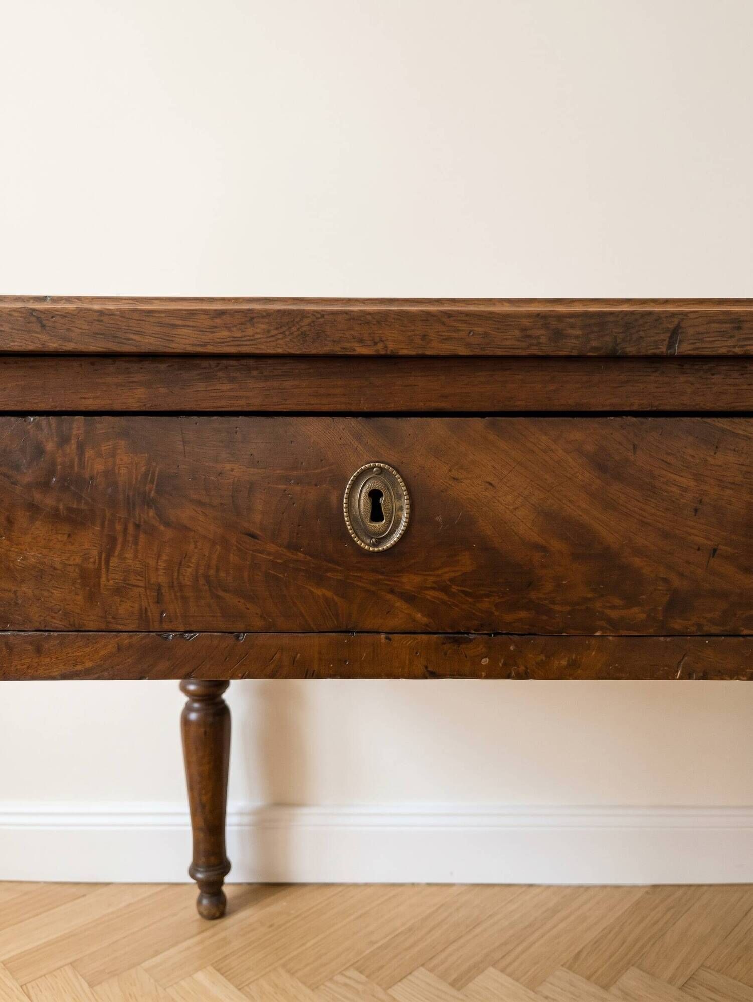 Antique wooden desk with two drawers