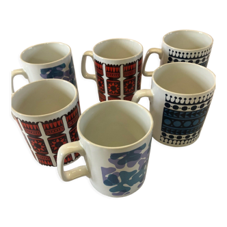 Lot de 6 mugs anglais vintage  - Poterie Staffordshire