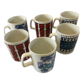 Set of 6 vintage English mugs - Pottery Staffordshire
