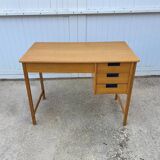 Scandinavian desk in light teak wood with 3 + 1 drawers, vintage from the 60s