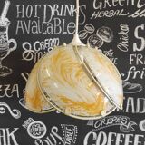 Glass light fixture, yellow and white