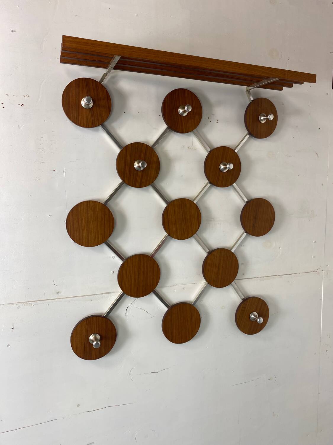 Vintage, Scandinavian Mid-Century Teak and Metal Coat Rack, 1960s