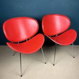 Set of red lounge chairs, Italy, 1990s