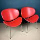 Set of red lounge chairs, Italy, 1990s